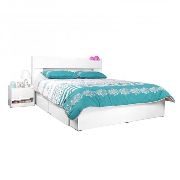 تخت خواب یک و نیم نفره کشودار آدونیس عرض ۱۲۰- رنگ سفید