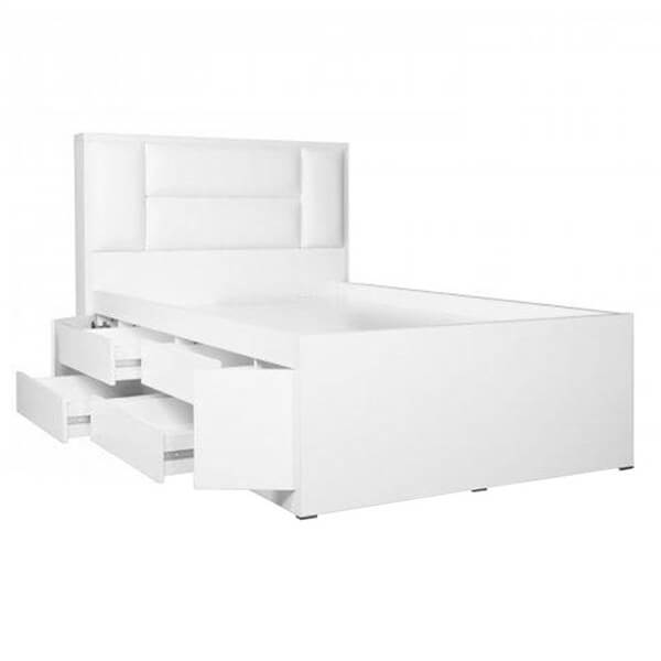 تخت خواب یک و نیم نفره کشودار رادین عرض ۱۲۰- رنگ سفید